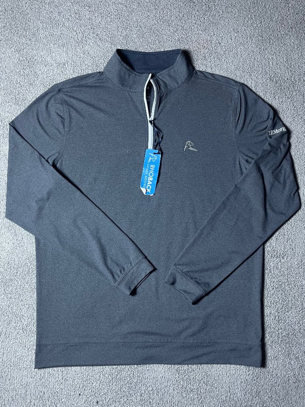 Rhoback The Mason Performance Grey Q-Zip Quarter Zip Company Logo Men's Medium